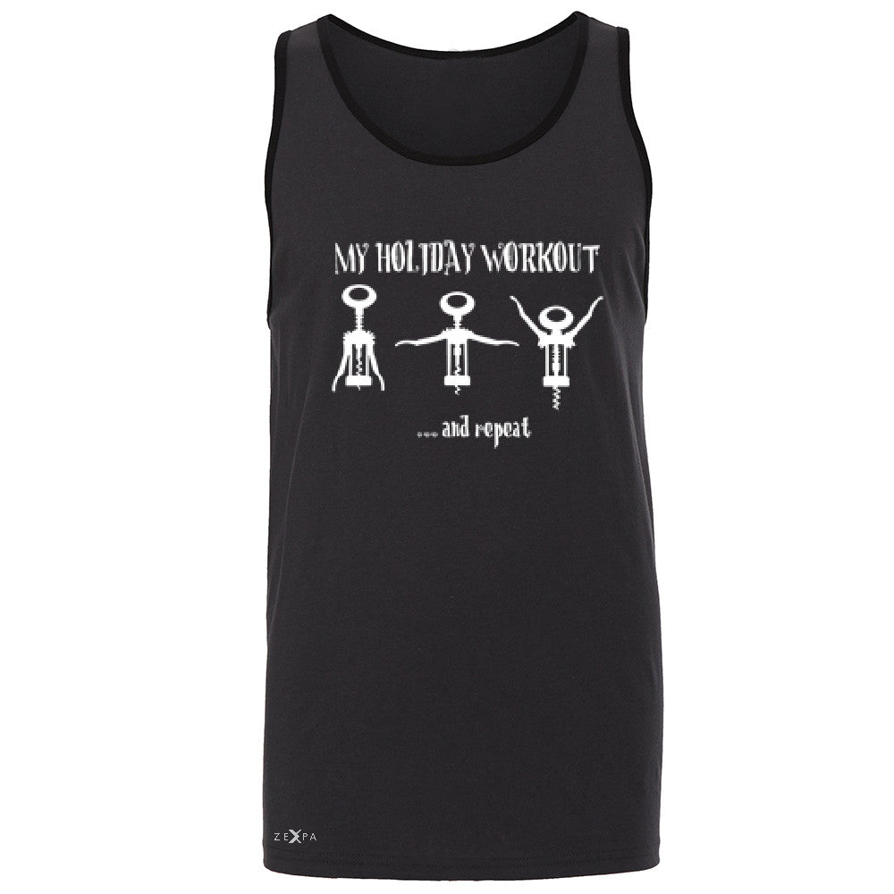 Holiday Workout and Repeat Men's Jersey Tank Funny Xmas Corkscrew Sleeveless - Zexpa Apparel - 3