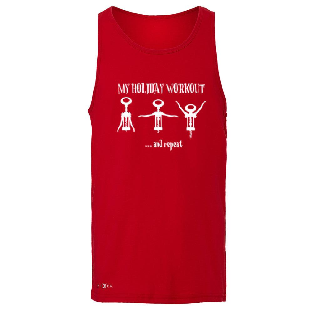 Holiday Workout and Repeat Men's Jersey Tank Funny Xmas Corkscrew Sleeveless - Zexpa Apparel - 4