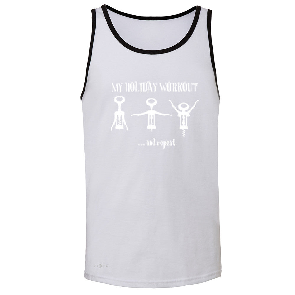 Holiday Workout and Repeat Men's Jersey Tank Funny Xmas Corkscrew Sleeveless - Zexpa Apparel - 5