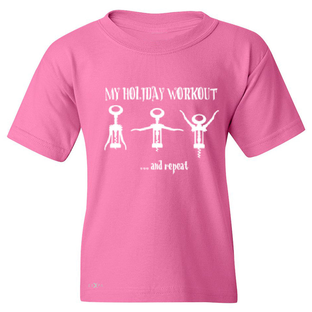 Holiday Workout and Repeat Youth T-shirt Funny Xmas Corkscrew Tee - Zexpa Apparel - 3