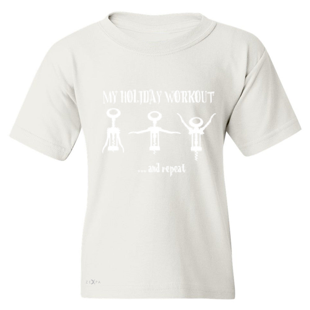 Holiday Workout and Repeat Youth T-shirt Funny Xmas Corkscrew Tee - Zexpa Apparel - 5