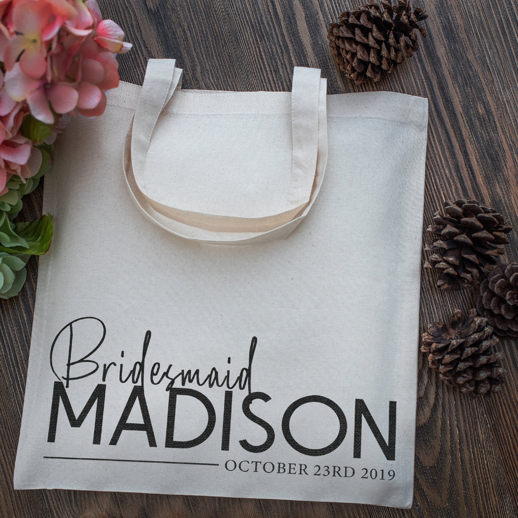 Personalized Tote Bag For Bridesmaids Wedding | Customized Bachelorette Party Bag | Baby Shower and Events Totes |Design #18