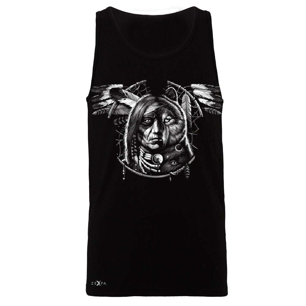 Wolf Dream Spirit Men's Jersey Tank Native American Dream Catcher Sleeveless - Zexpa Apparel - 1