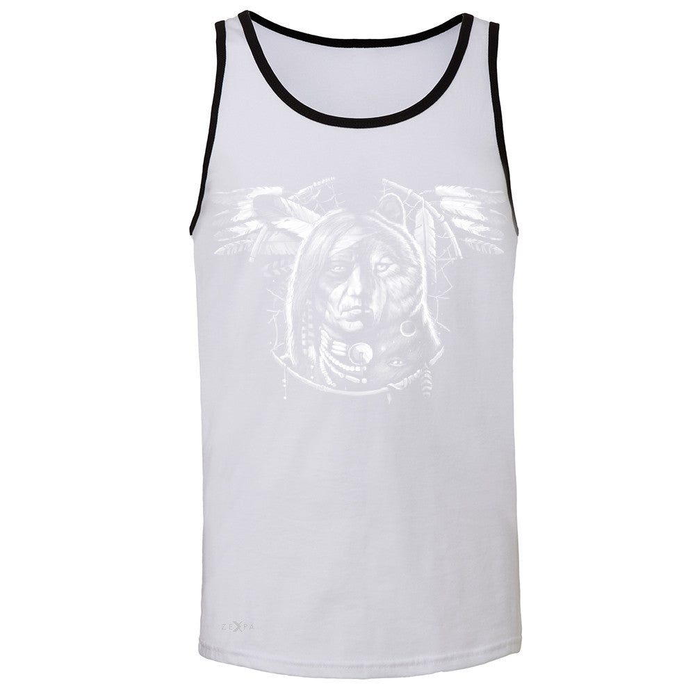 Wolf Dream Spirit Men's Jersey Tank Native American Dream Catcher Sleeveless - Zexpa Apparel - 5
