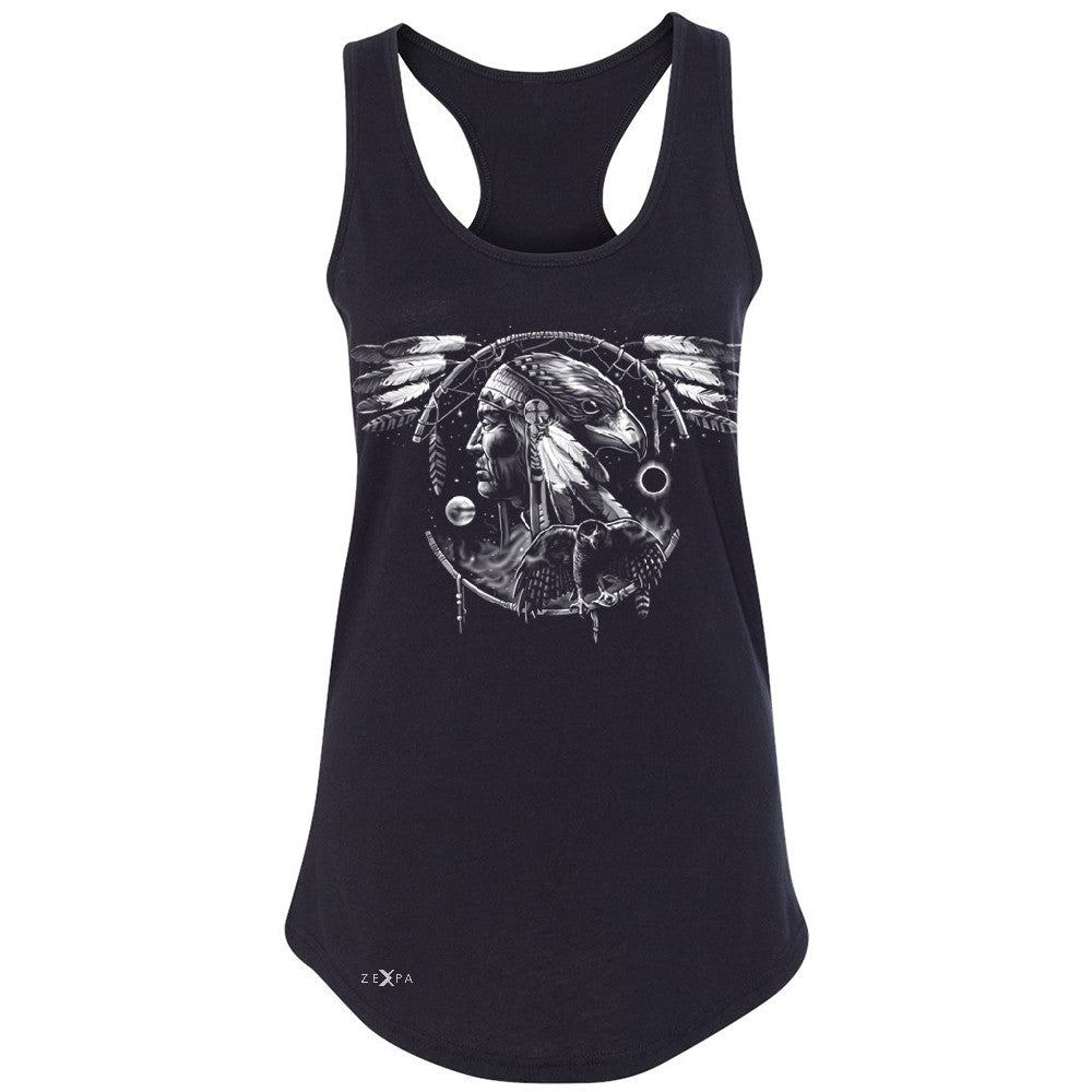 Hawk Dream Spirit Women's Racerback Native American Dream Catcher Sleeveless - Zexpa Apparel - 1