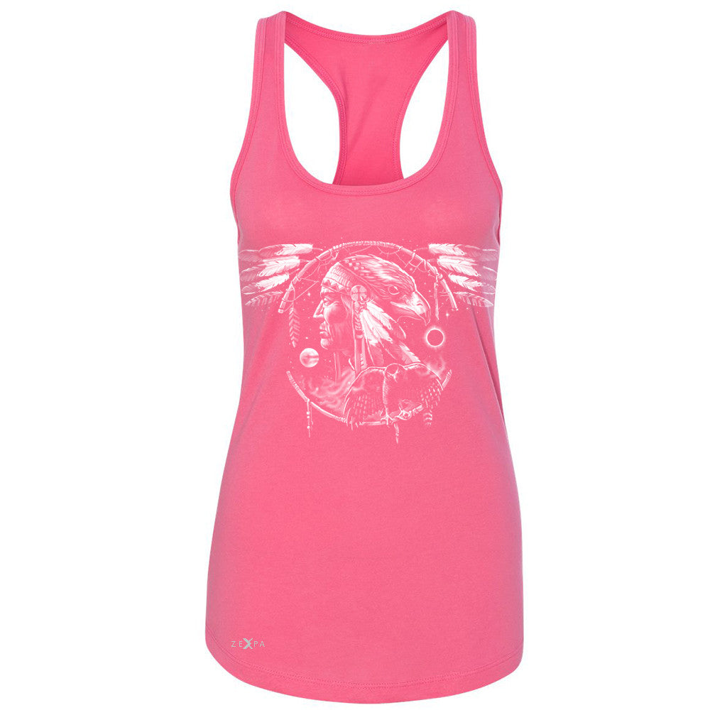 Hawk Dream Spirit Women's Racerback Native American Dream Catcher Sleeveless - Zexpa Apparel - 2