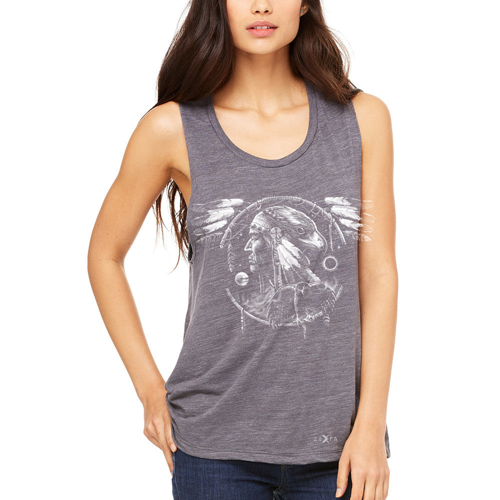 Hawk Dream Spirit Women's Muscle Tee Native American Dream Catcher Tanks - Zexpa Apparel - 2