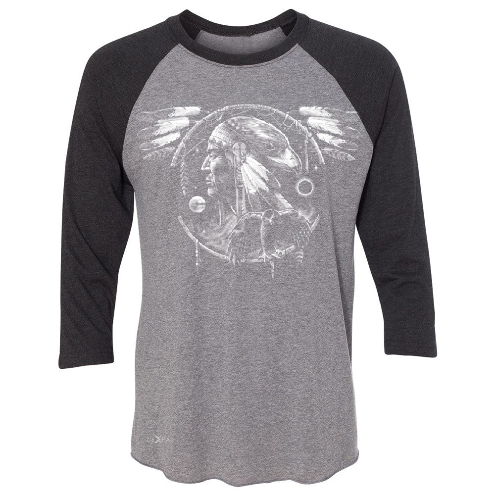 Hawk Dream Spirit 3/4 Sleevee Raglan Tee Native American Dream Catcher Tee - Zexpa Apparel - 1