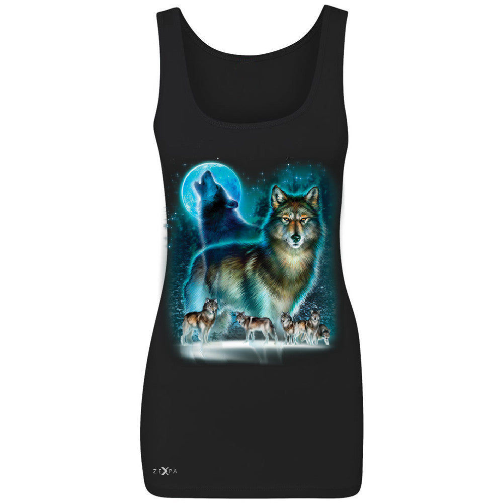 Zexpa Apparelâ„¢ Moonlight Wolf Women's Tank Top Native American Dream Catcher Sleeveless - Zexpa Apparel Halloween Christmas Shirts