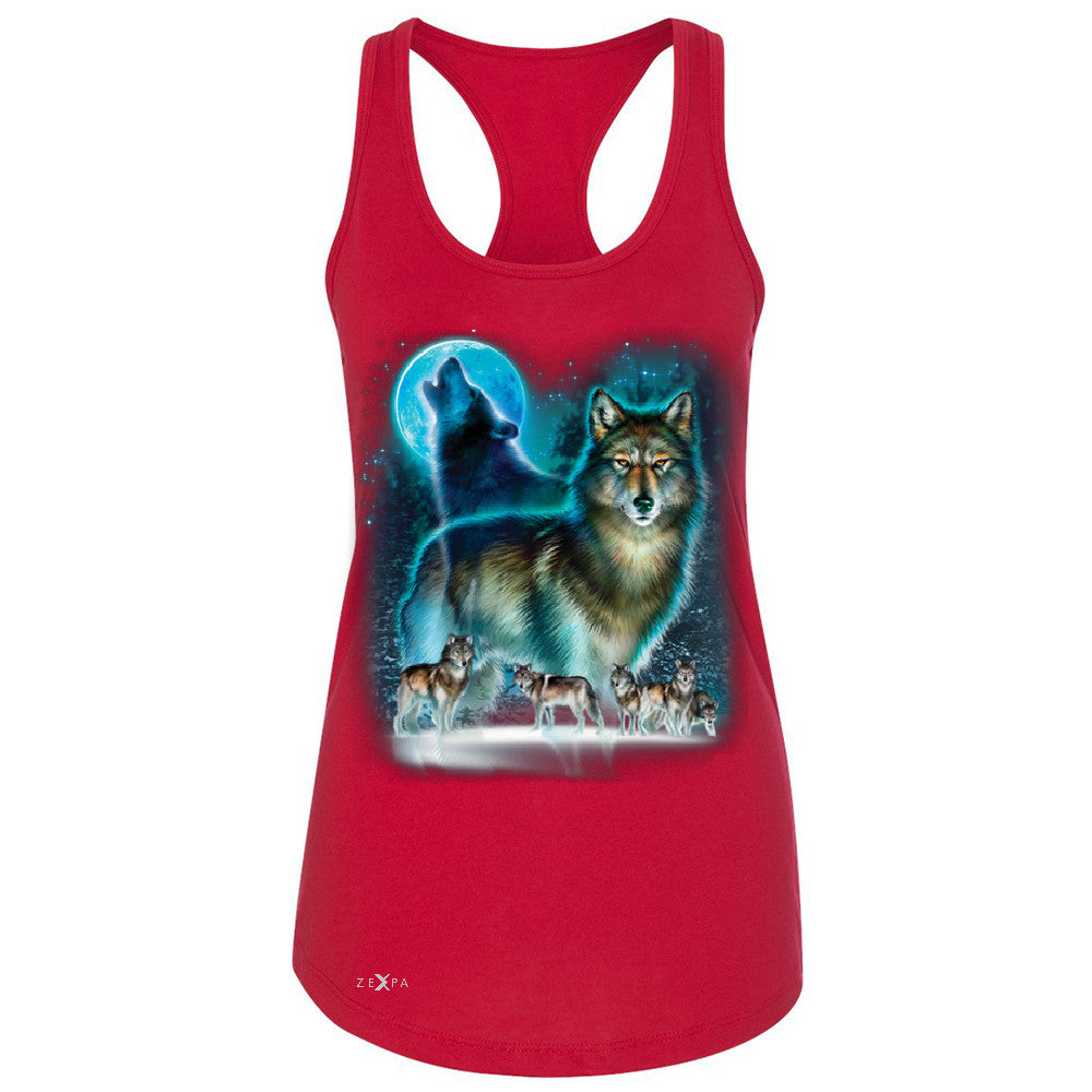 Zexpa Apparelâ„¢ Moonlight Wolf Women's Racerback Native American Dream Catcher Sleeveless - Zexpa Apparel Halloween Christmas Shirts