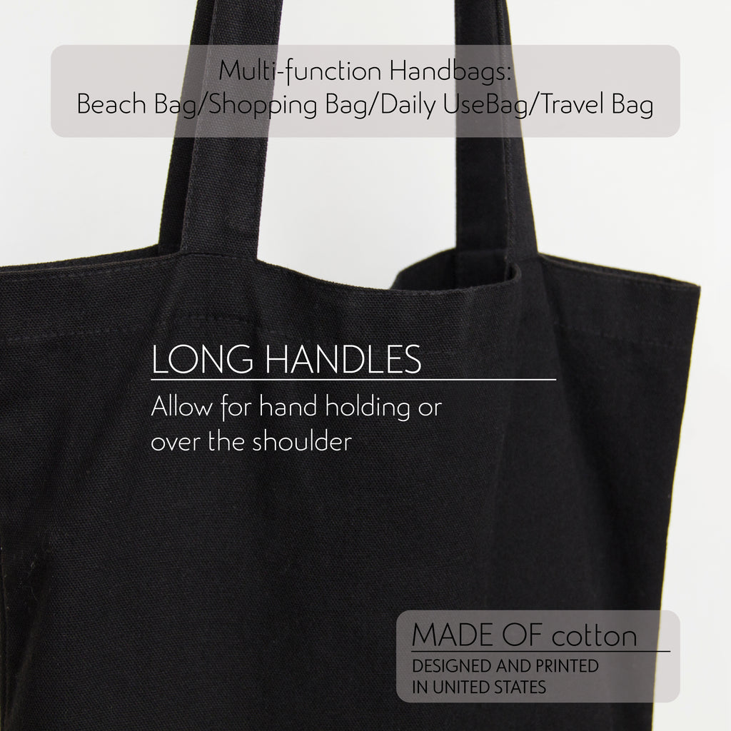 Personalized Monogram Black Tote Bag | Initial Long Handle Totes for Beach, Yoga, Gym, Workout, Pilates |Customized Baby Shower, Christmas, Bridal Gift Bags | Bachelorette Party and Events Gifts Bag