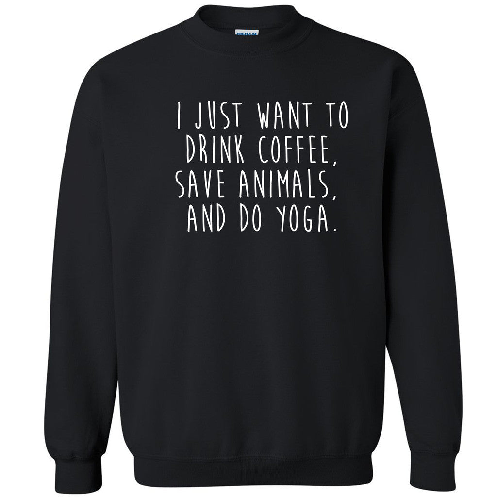 Drink Coffe Save Animals Do Yoga Unisex Crewneck Namaste Lotus  Sweatshirt - Zexpa Apparel