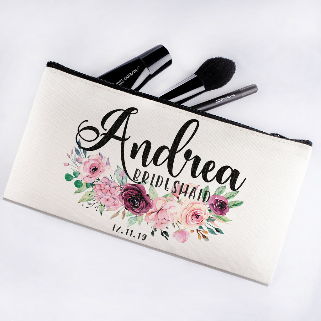 Personalized Makeup Bag Bridesmaid | Wedding Customized Pouch | Bachelorette Party Cosmetic Case |Toiletries Hndy Organizer with Zipper|Events Parties Baby Shower Anniversary Christmas Gift|Desging #10