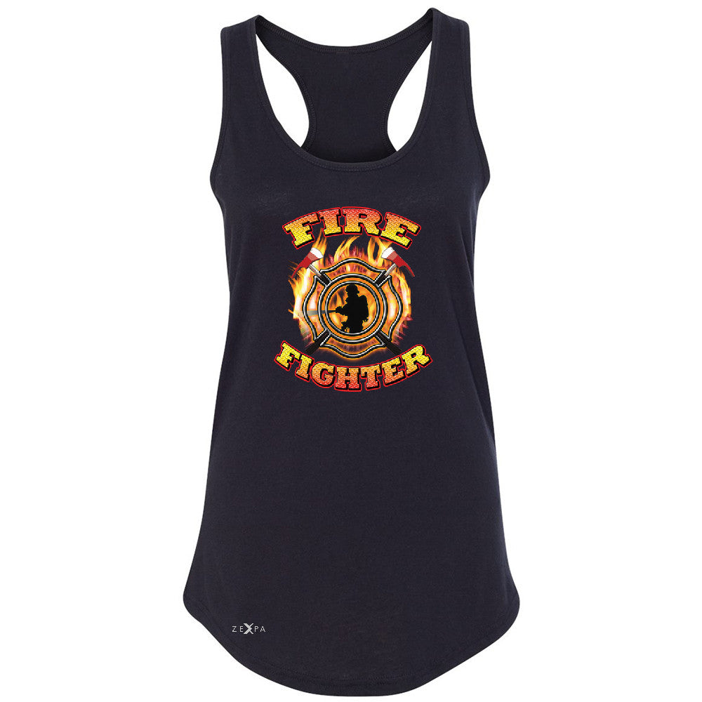 Zexpa Apparelâ„¢ Firefighters Women's Racerback Courage Honorable Job 911 Sleeveless - Zexpa Apparel Halloween Christmas Shirts