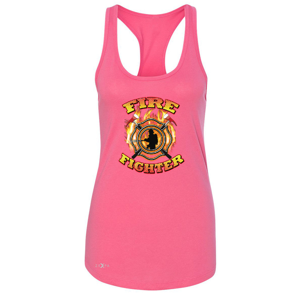 Zexpa Apparelâ„¢ Firefighters Women's Racerback Courage Honorable Job 911 Sleeveless - Zexpa Apparel Halloween Christmas Shirts