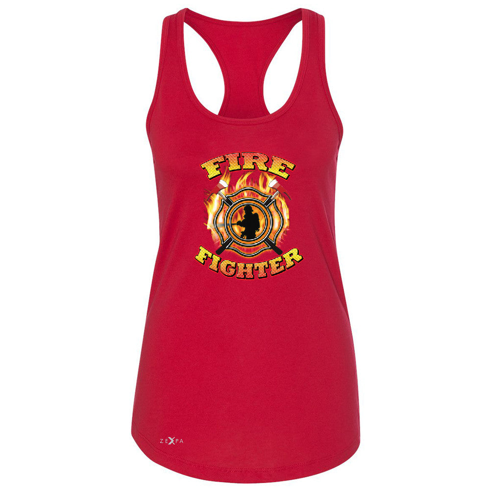 Zexpa Apparelâ„¢ Firefighters Women's Racerback Courage Honorable Job 911 Sleeveless - Zexpa Apparel Halloween Christmas Shirts