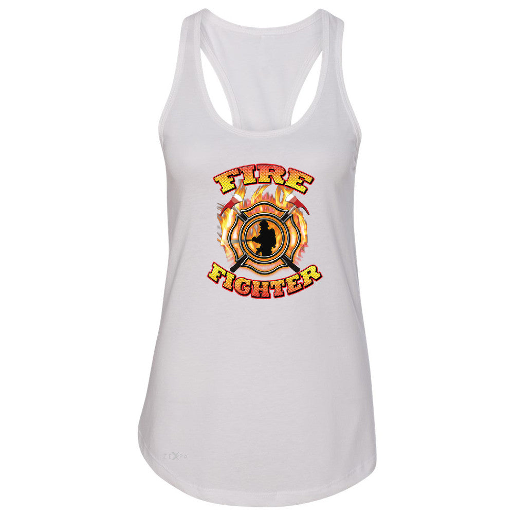 Zexpa Apparelâ„¢ Firefighters Women's Racerback Courage Honorable Job 911 Sleeveless - Zexpa Apparel Halloween Christmas Shirts