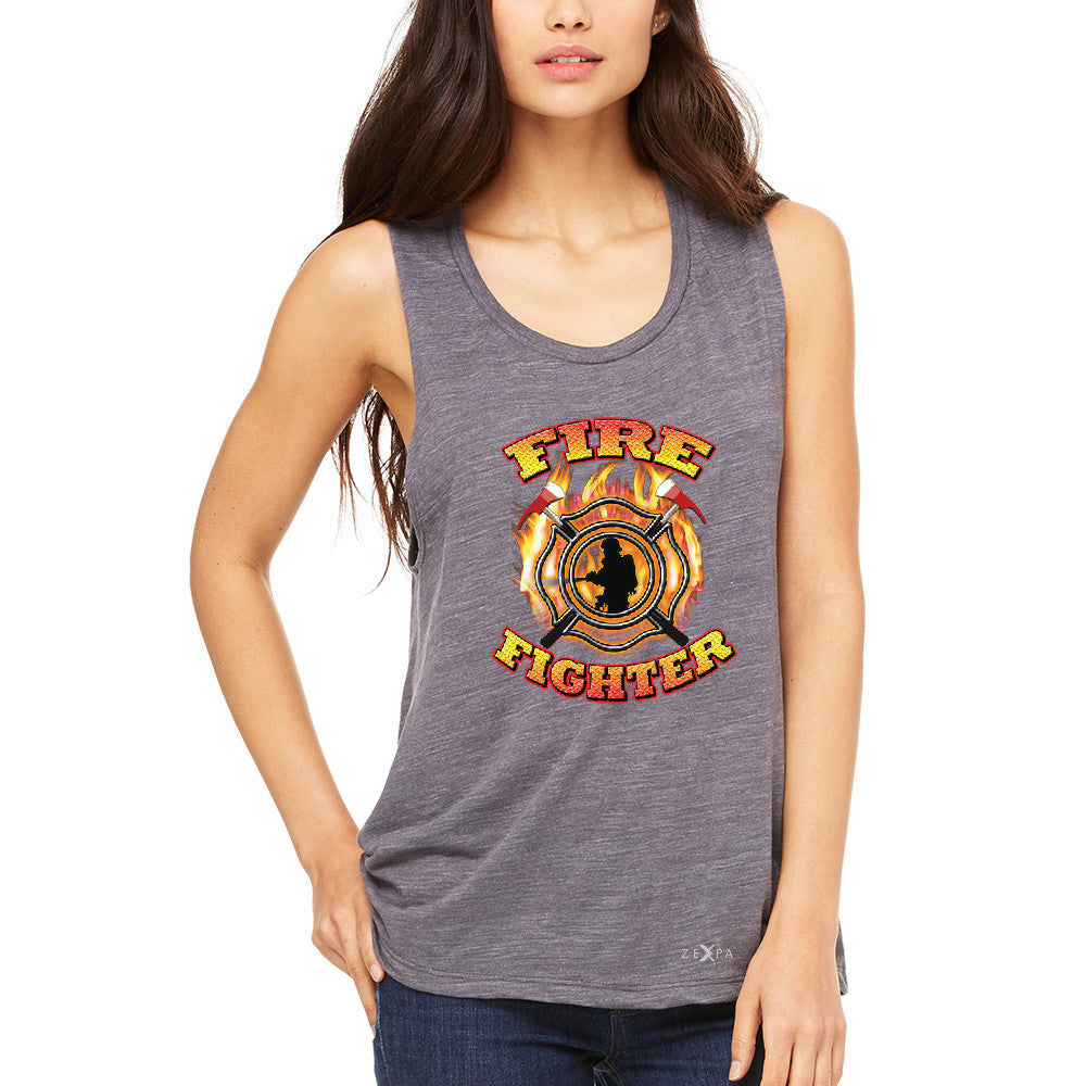 Zexpa Apparelâ„¢ Firefighters Women's Muscle Tee Courage Honorable Job 911 Tanks - Zexpa Apparel Halloween Christmas Shirts