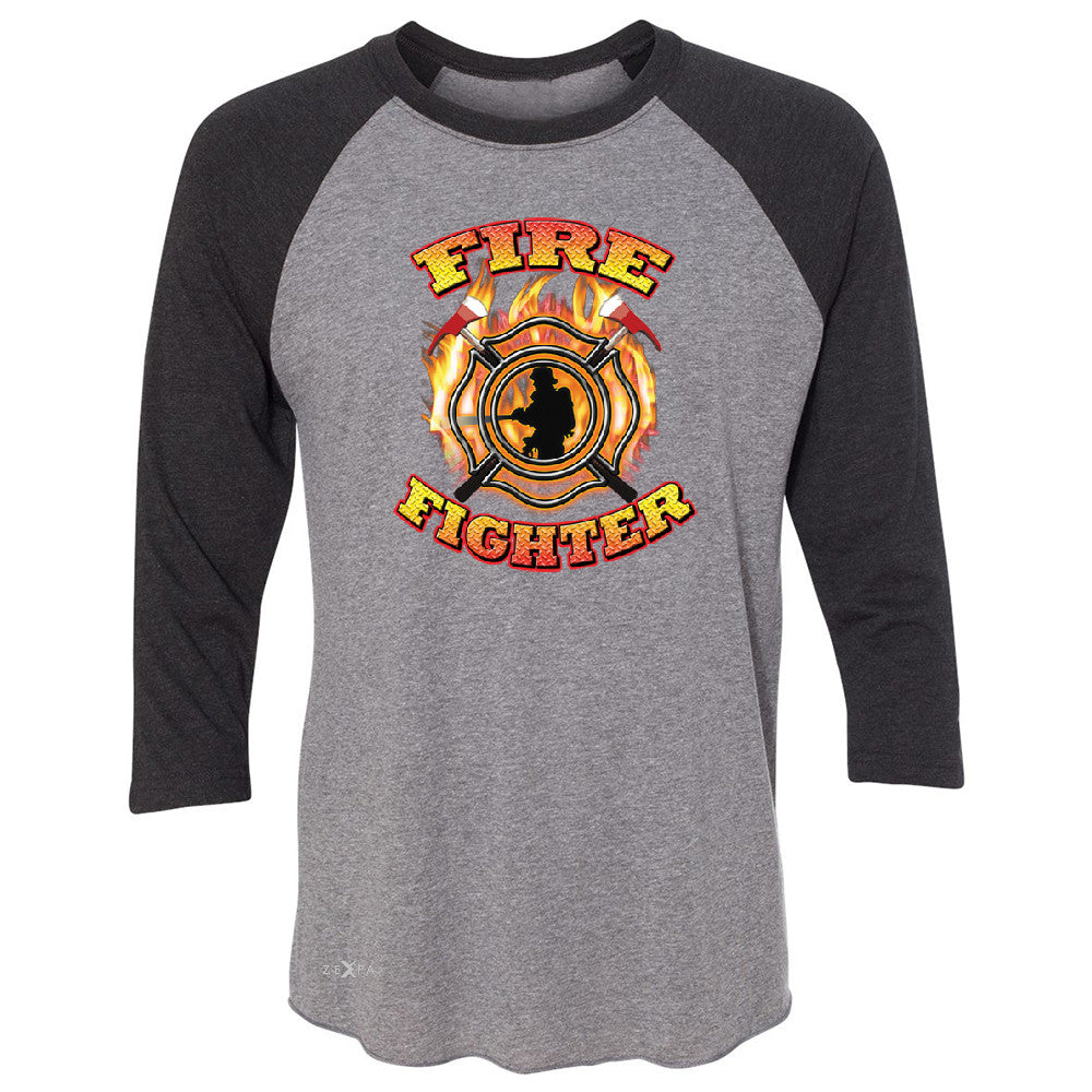 Firefighters 3/4 Sleevee Raglan Tee Courage Honorable Job 911 Tee - Zexpa Apparel - 1