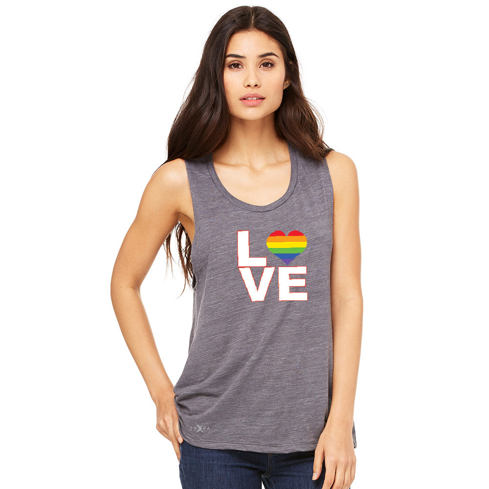 Love is Love - Love Wins Rainbow Women's Muscle Tee Pride LGBT Sleeveless - Zexpa Apparel