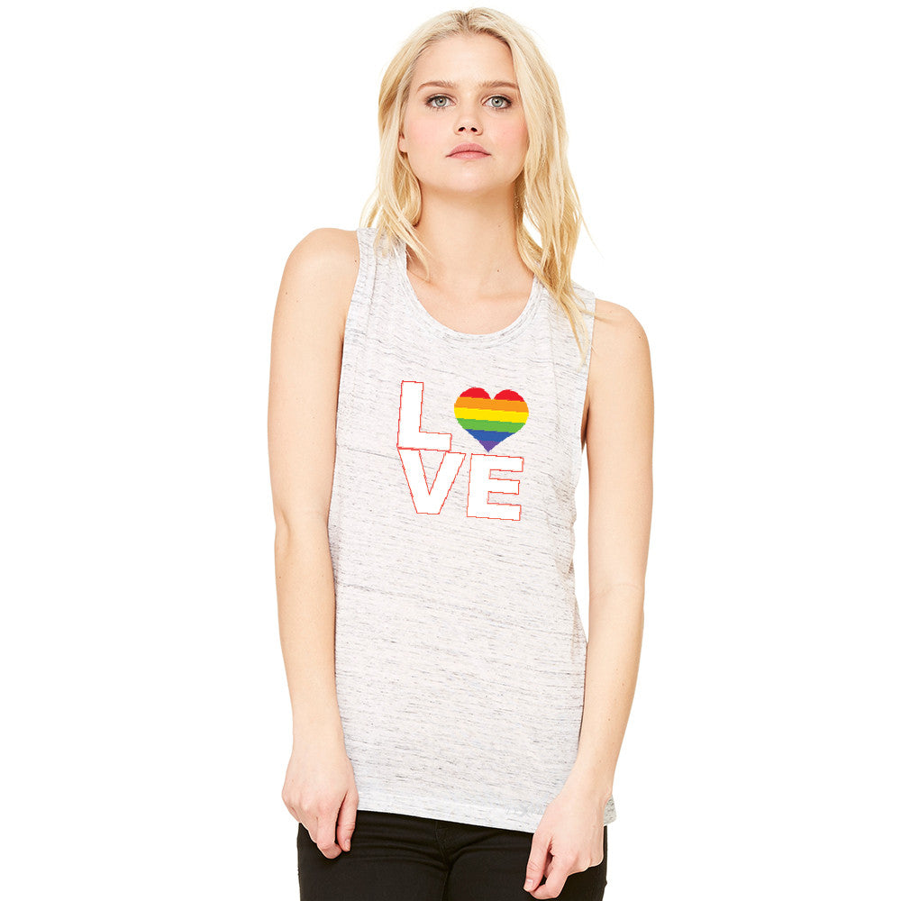 Love is Love - Love Wins Rainbow Women's Muscle Tee Pride LGBT Sleeveless - zexpaapparel - 3
