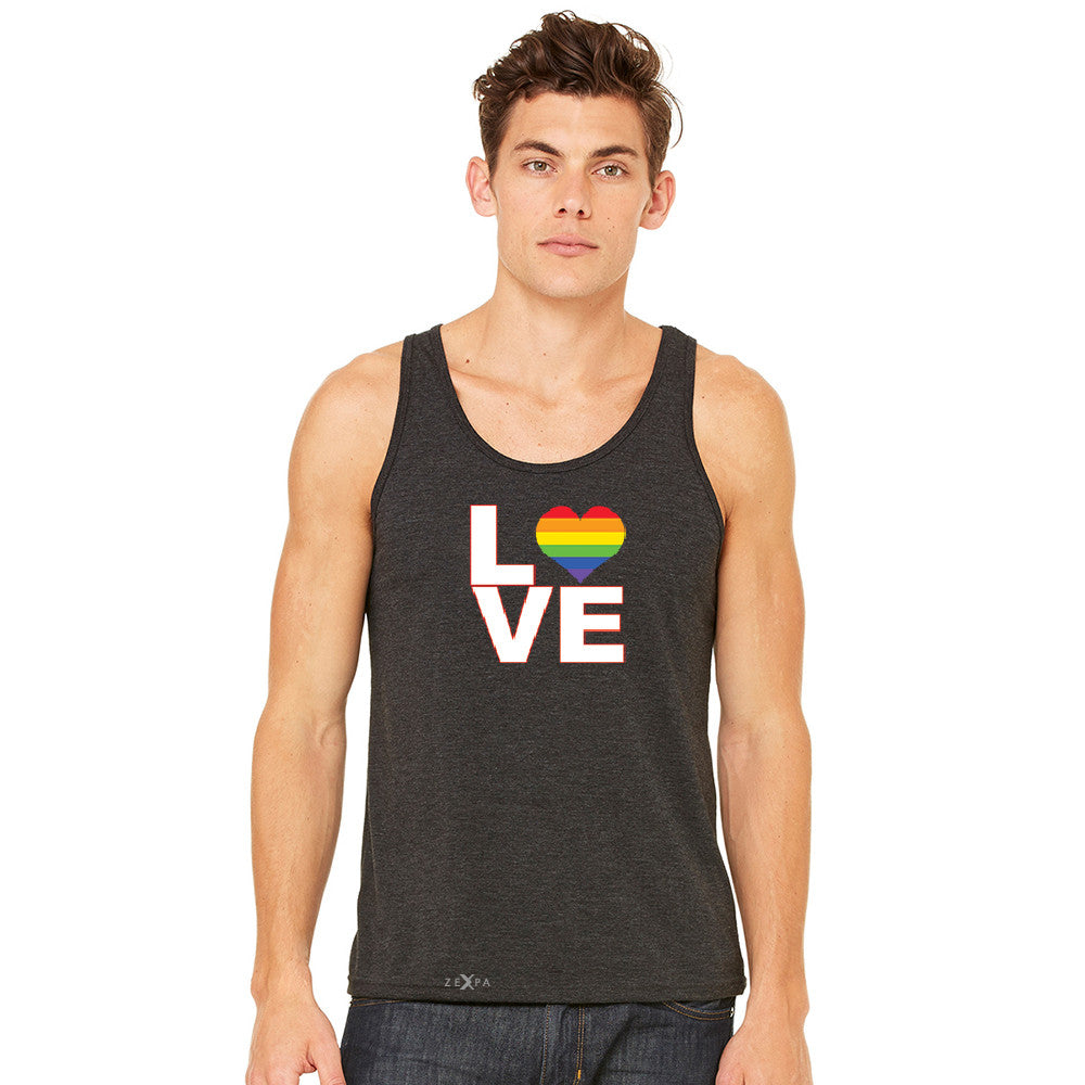 Love is Love - Love Wins Rainbow Men's Jersey Tank Pride LGBT Sleeveless - Zexpa Apparel