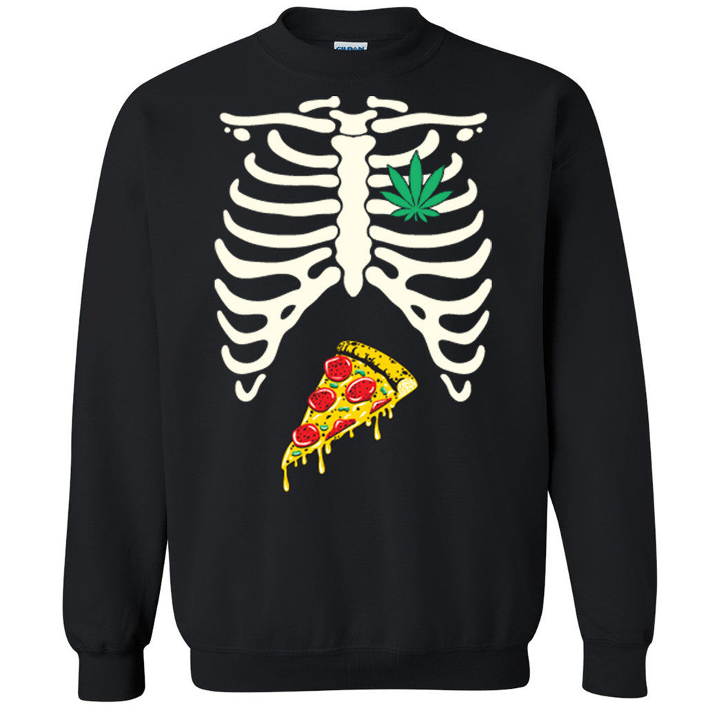 Rib Cage Weed Pizza Munchies Unisex Crewneck Halloween Costume Sweatshirt - Zexpa Apparel