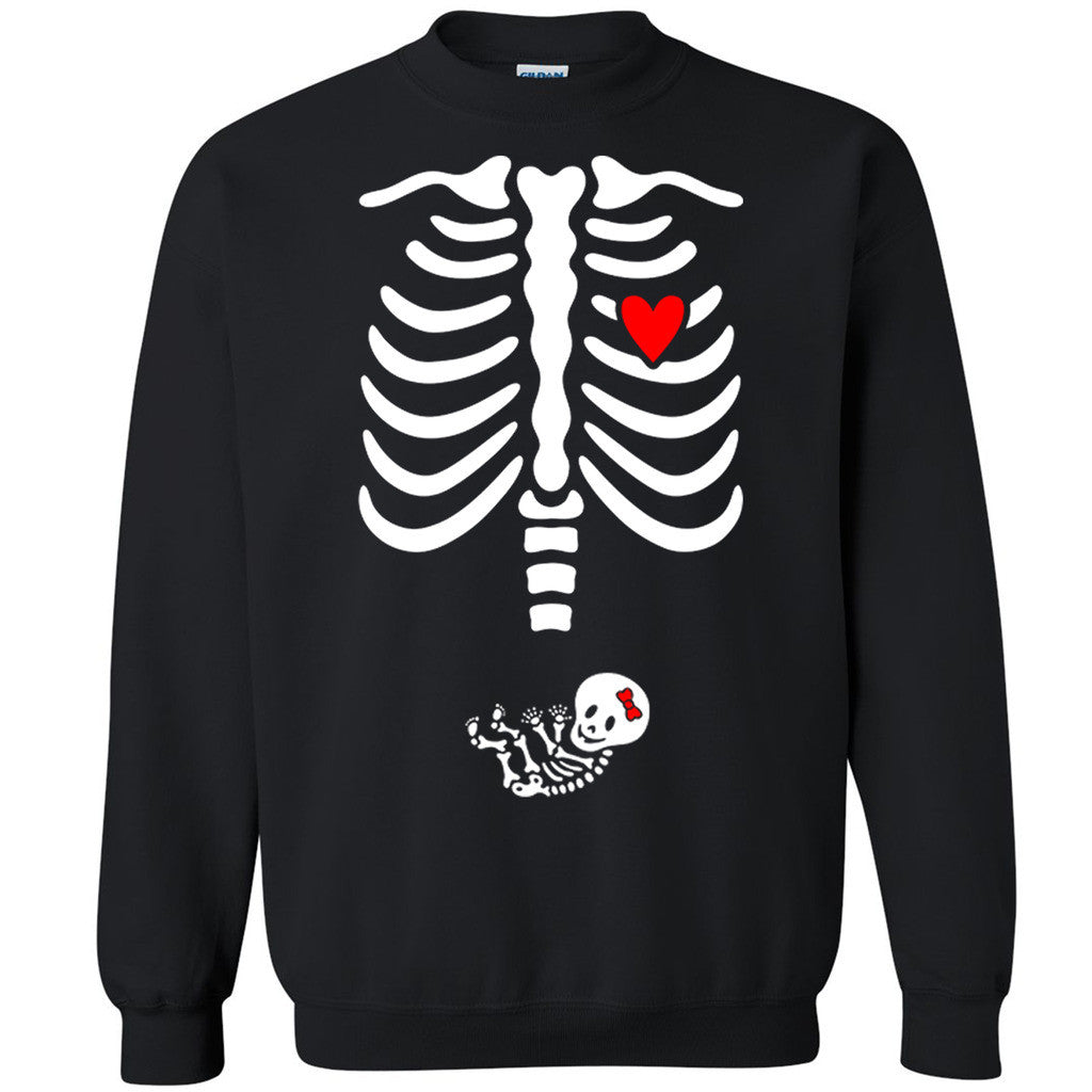 Rib Cage Baby Girl Unisex Crewneck Halloween Costume Preg Lady Sweatshirt - Zexpa Apparel