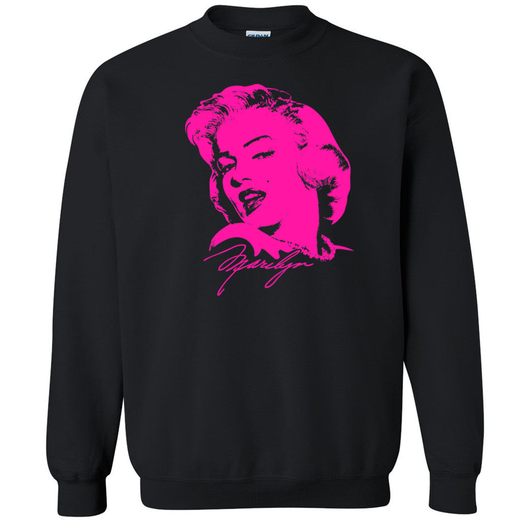 Neon Pink Marilyn Monroe Unisex Crewneck Starlet Signature Cool Sweatshirt - Zexpa Apparel