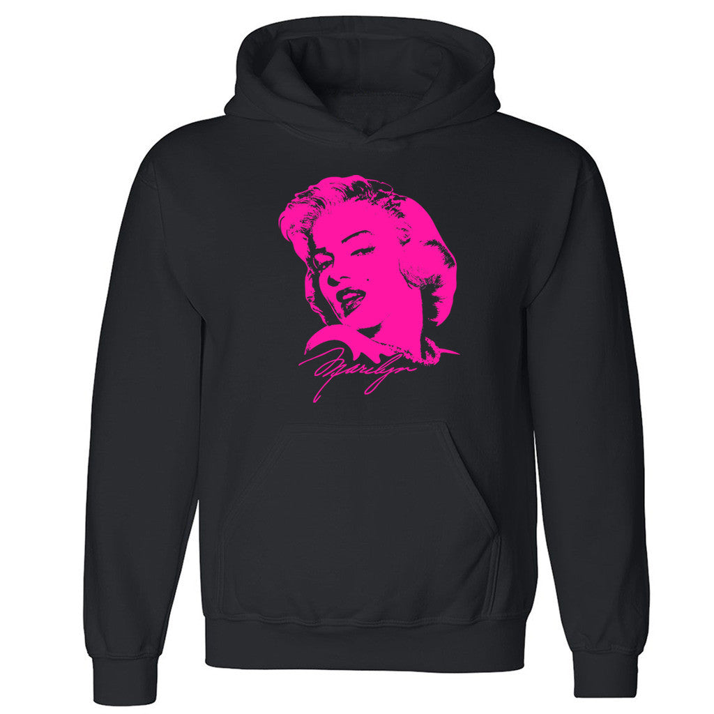 Zexpa Apparelâ„¢ Neon Pink Marilyn Monroe Unisex Hoodie Starlet Signature Cool Hooded Sweatshirt