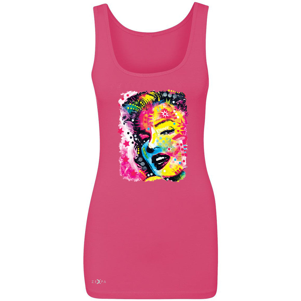 Zexpa Apparelâ„¢ Marilyn Neon Painting Portrait Women's Tank Top Hollywood Beauty Tradition Sleeveless - Zexpa Apparel Halloween Christmas Shirts