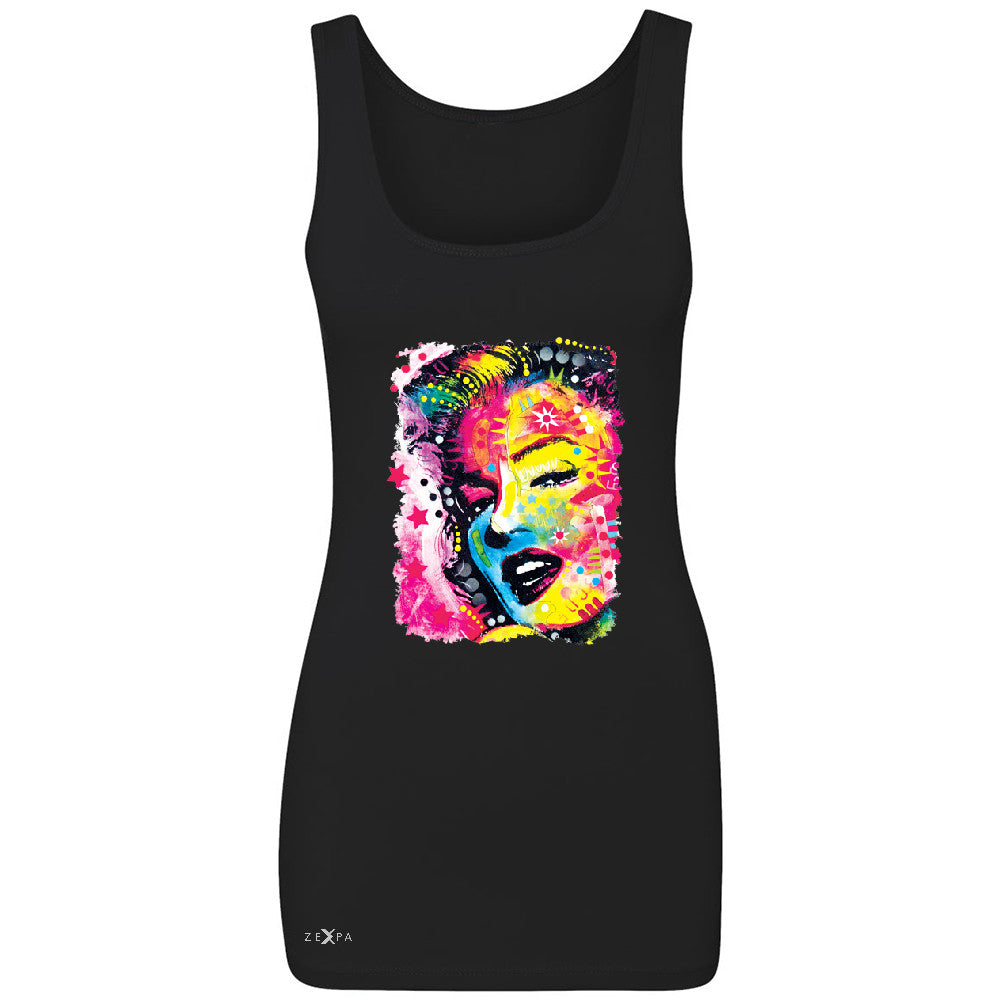 Zexpa Apparelâ„¢ Marilyn Neon Painting Portrait Women's Tank Top Hollywood Beauty Tradition Sleeveless - Zexpa Apparel Halloween Christmas Shirts