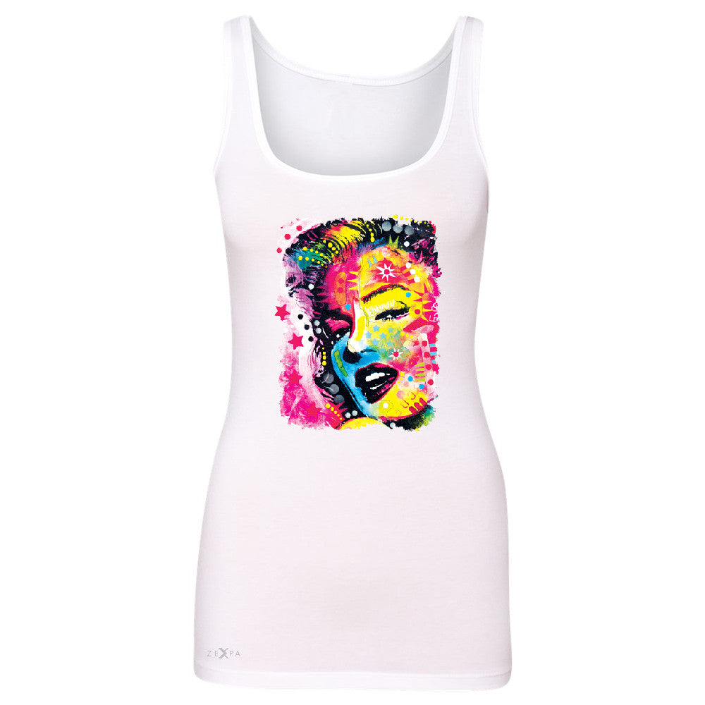 Zexpa Apparelâ„¢ Marilyn Neon Painting Portrait Women's Tank Top Hollywood Beauty Tradition Sleeveless - Zexpa Apparel Halloween Christmas Shirts