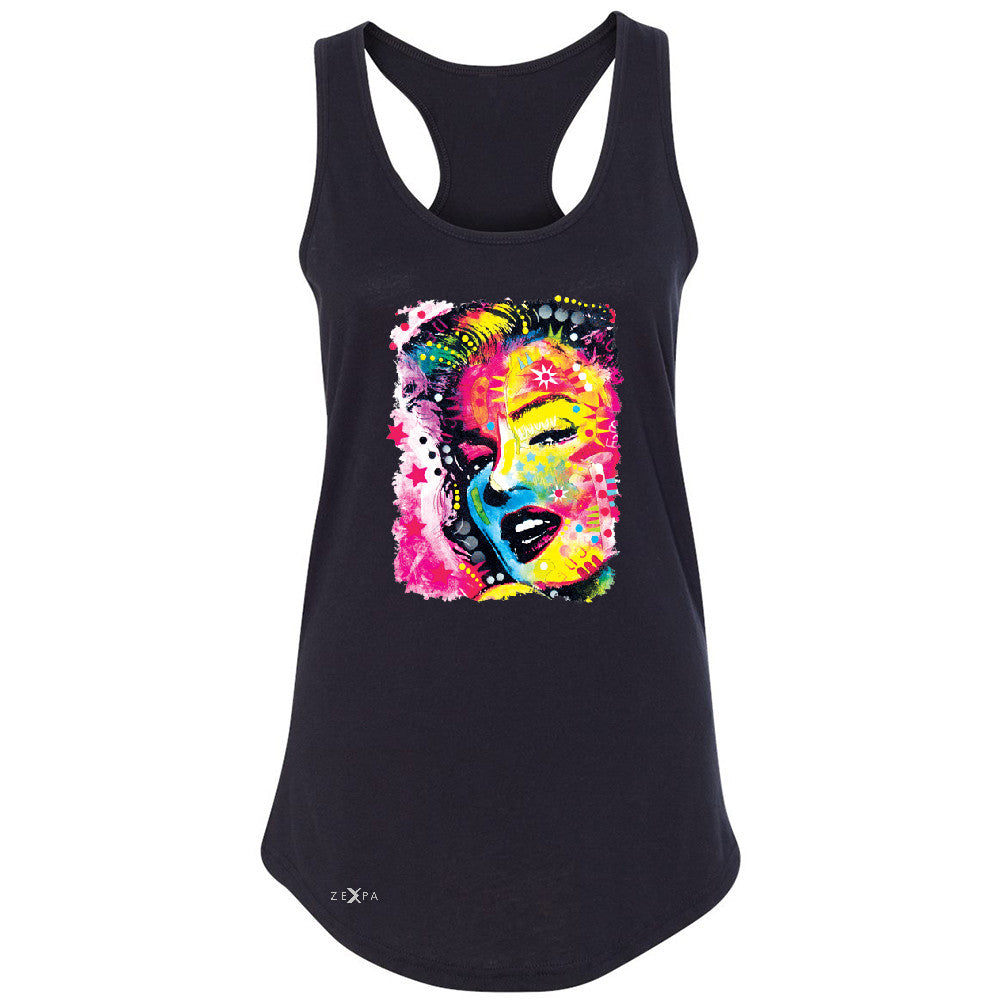 Zexpa Apparelâ„¢ Marilyn Neon Painting Portrait Women's Racerback Hollywood Beauty Tradition Sleeveless - Zexpa Apparel Halloween Christmas Shirts