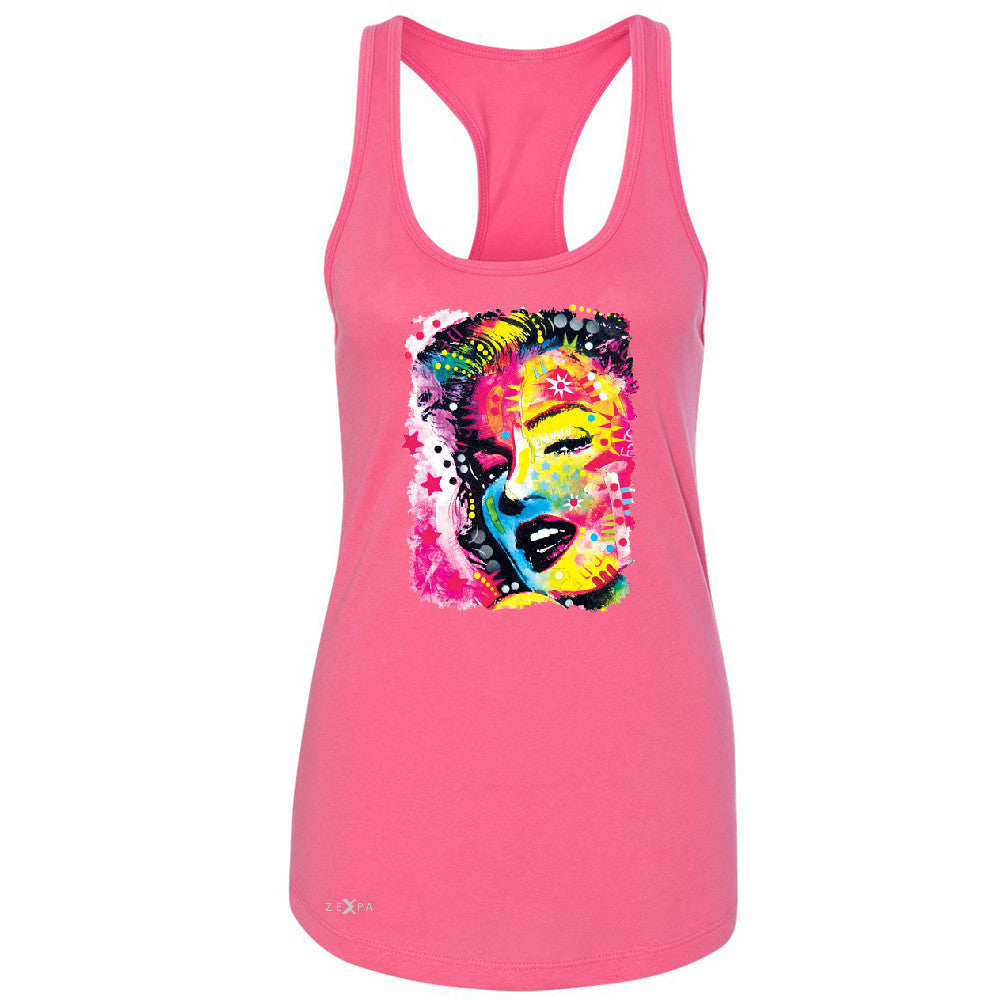 Zexpa Apparelâ„¢ Marilyn Neon Painting Portrait Women's Racerback Hollywood Beauty Tradition Sleeveless - Zexpa Apparel Halloween Christmas Shirts