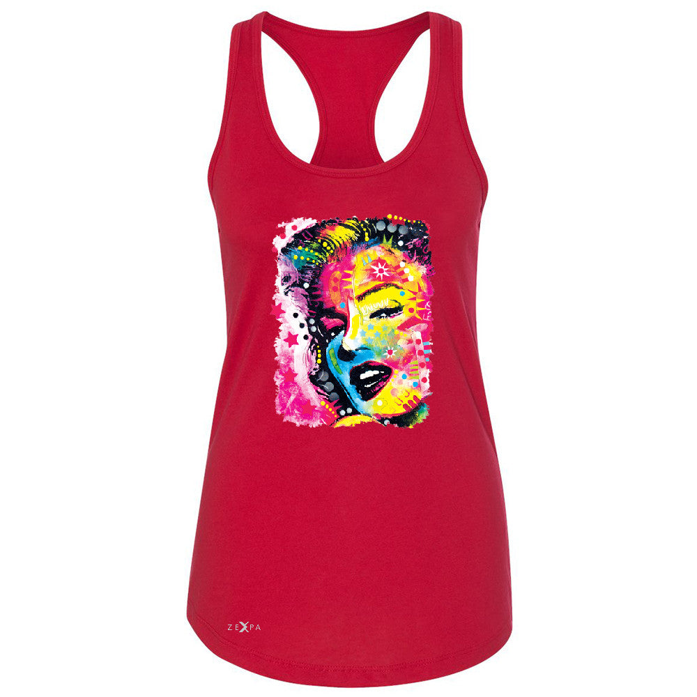 Zexpa Apparelâ„¢ Marilyn Neon Painting Portrait Women's Racerback Hollywood Beauty Tradition Sleeveless - Zexpa Apparel Halloween Christmas Shirts