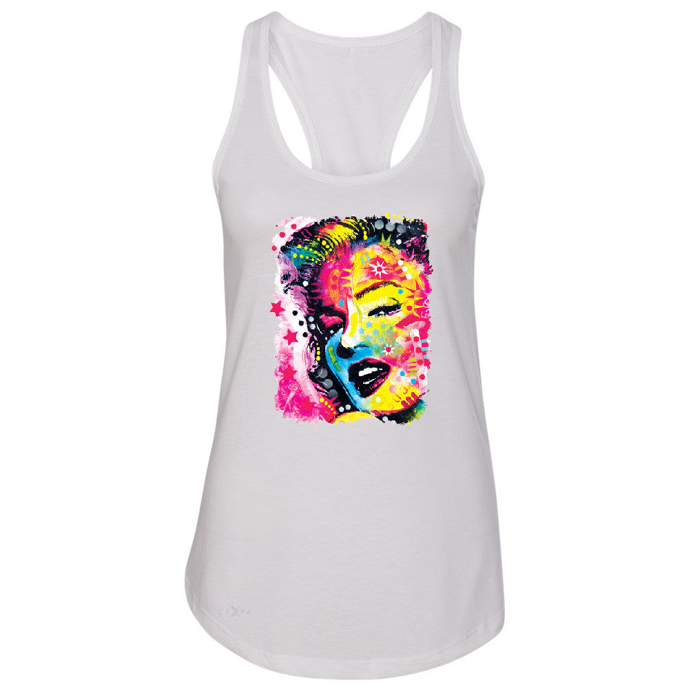 Zexpa Apparelâ„¢ Marilyn Neon Painting Portrait Women's Racerback Hollywood Beauty Tradition Sleeveless - Zexpa Apparel Halloween Christmas Shirts