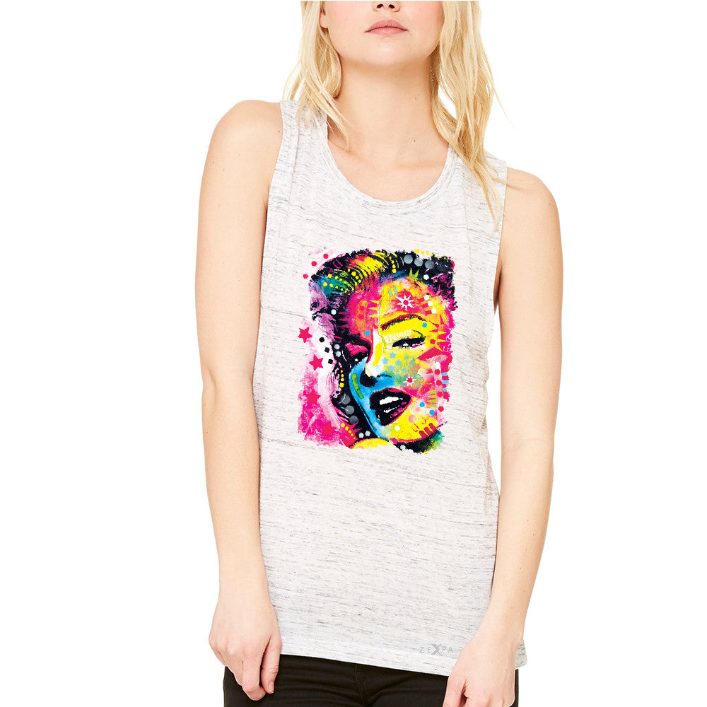 Zexpa Apparelâ„¢ Marilyn Neon Painting Portrait Women's Muscle Tee Hollywood Beauty Tradition Tanks - Zexpa Apparel Halloween Christmas Shirts