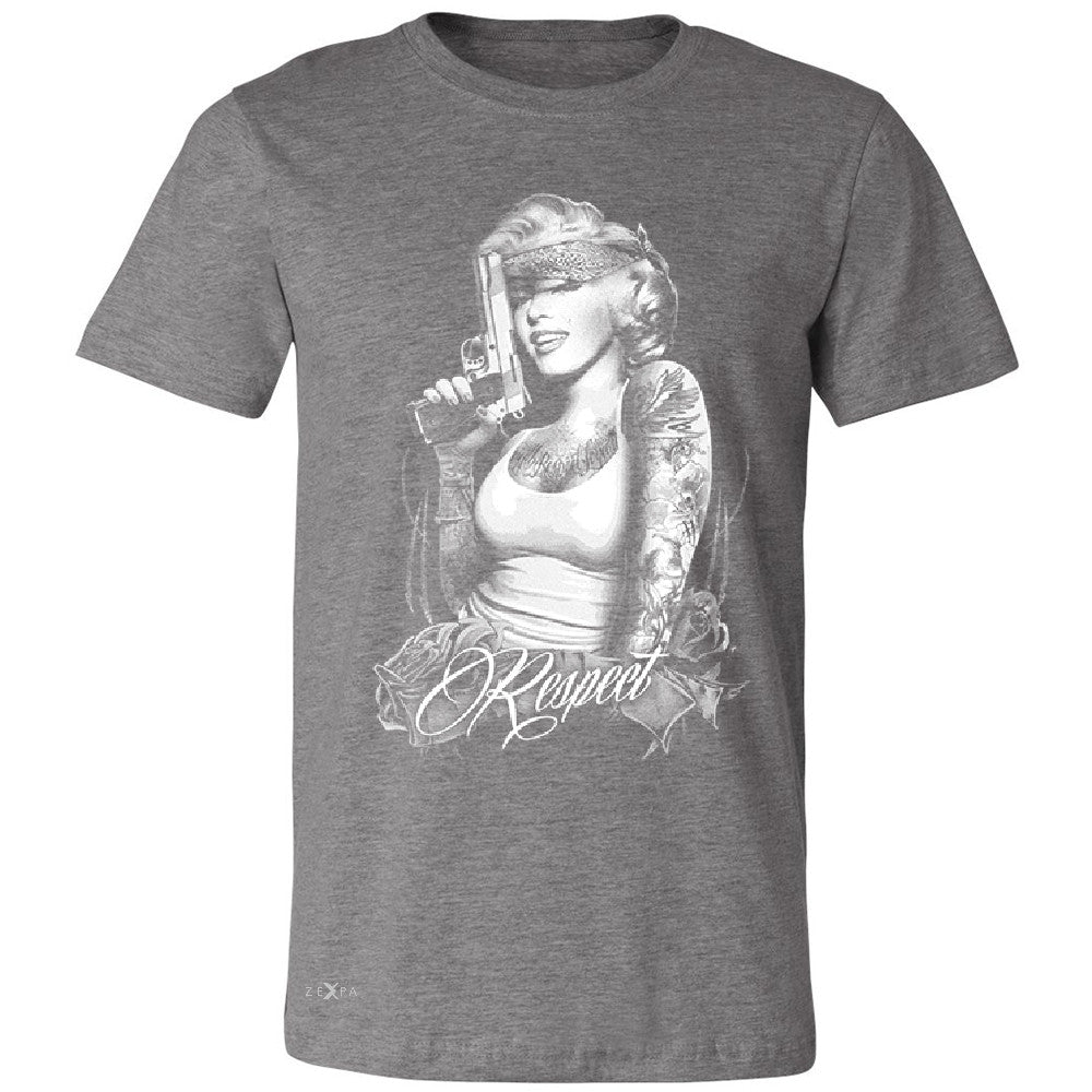 Marilyn Monroe Gangster Respect  Men's T-shirt Tattoo Gun Babe Tee - Zexpa Apparel - 3