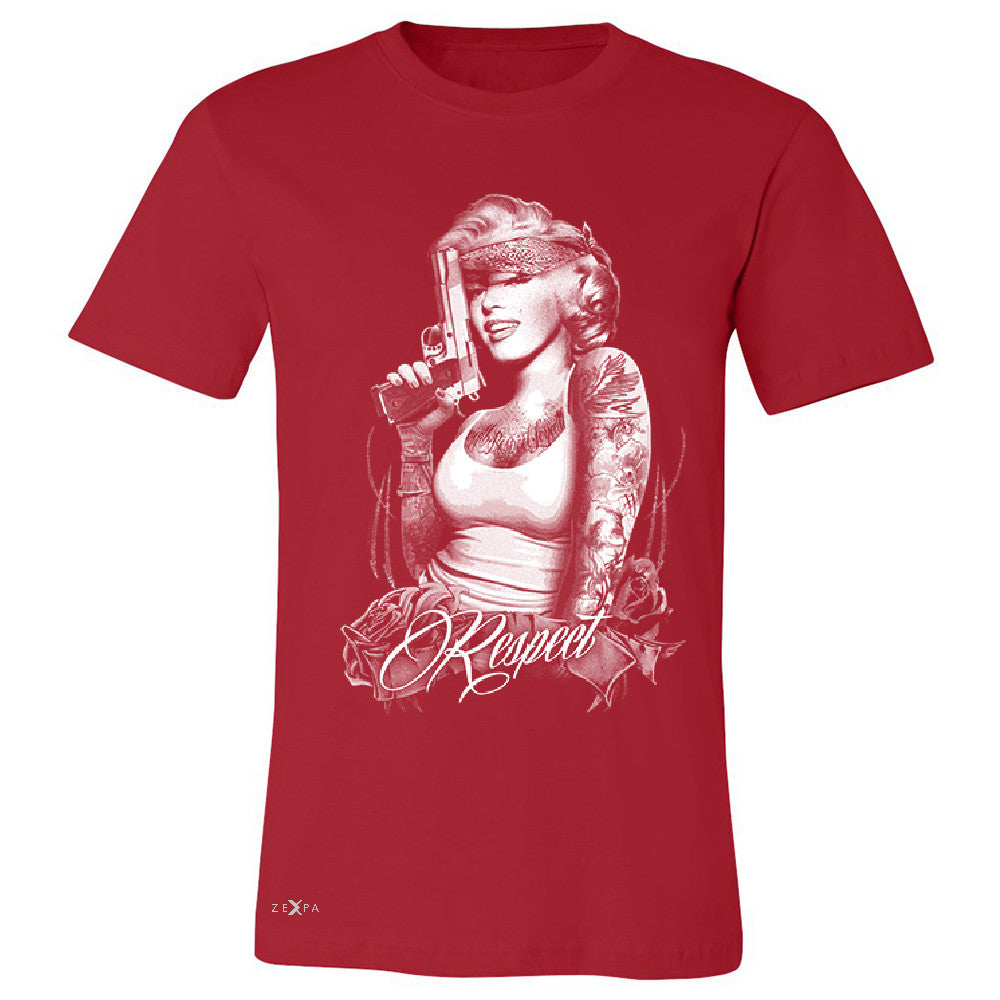 Marilyn Monroe Gangster Respect  Men's T-shirt Tattoo Gun Babe Tee - Zexpa Apparel - 5