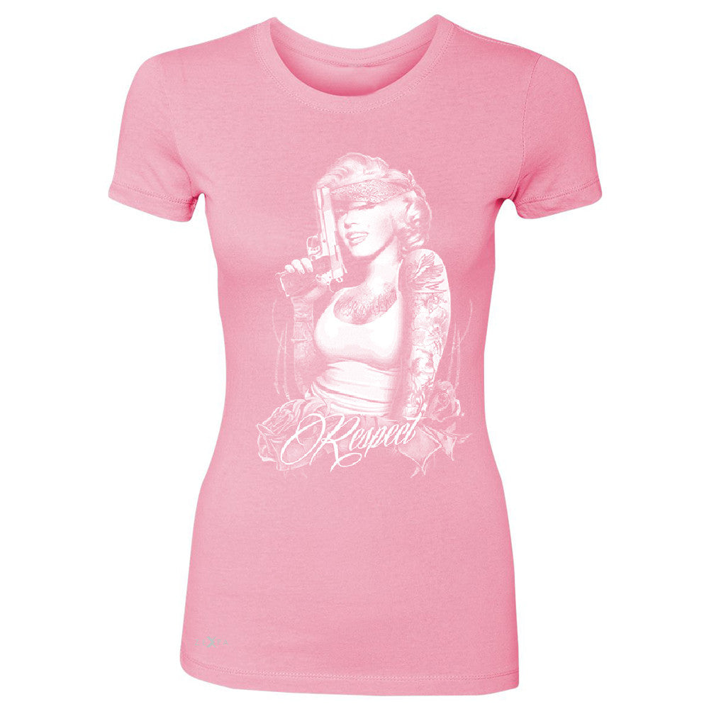 Marilyn Monroe Gangster Respect  Women's T-shirt Tattoo Gun Babe Tee - Zexpa Apparel - 3