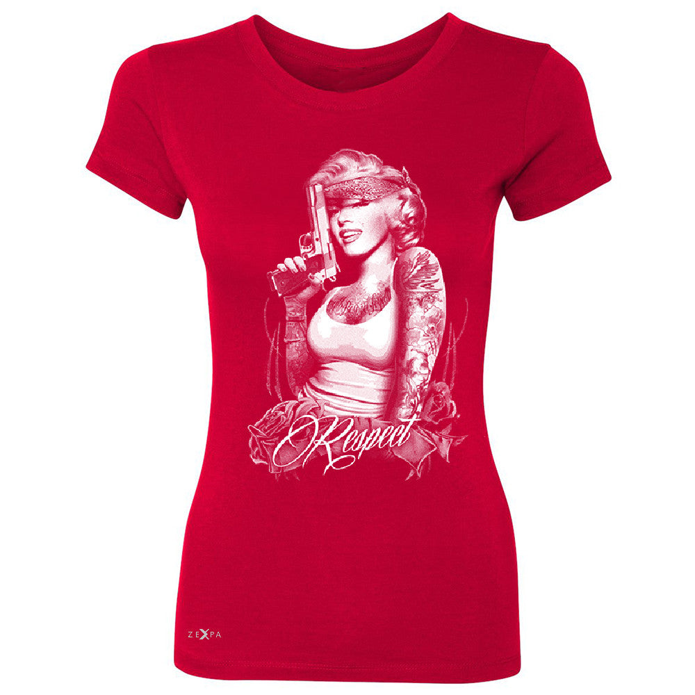 Marilyn Monroe Gangster Respect  Women's T-shirt Tattoo Gun Babe Tee - Zexpa Apparel - 4