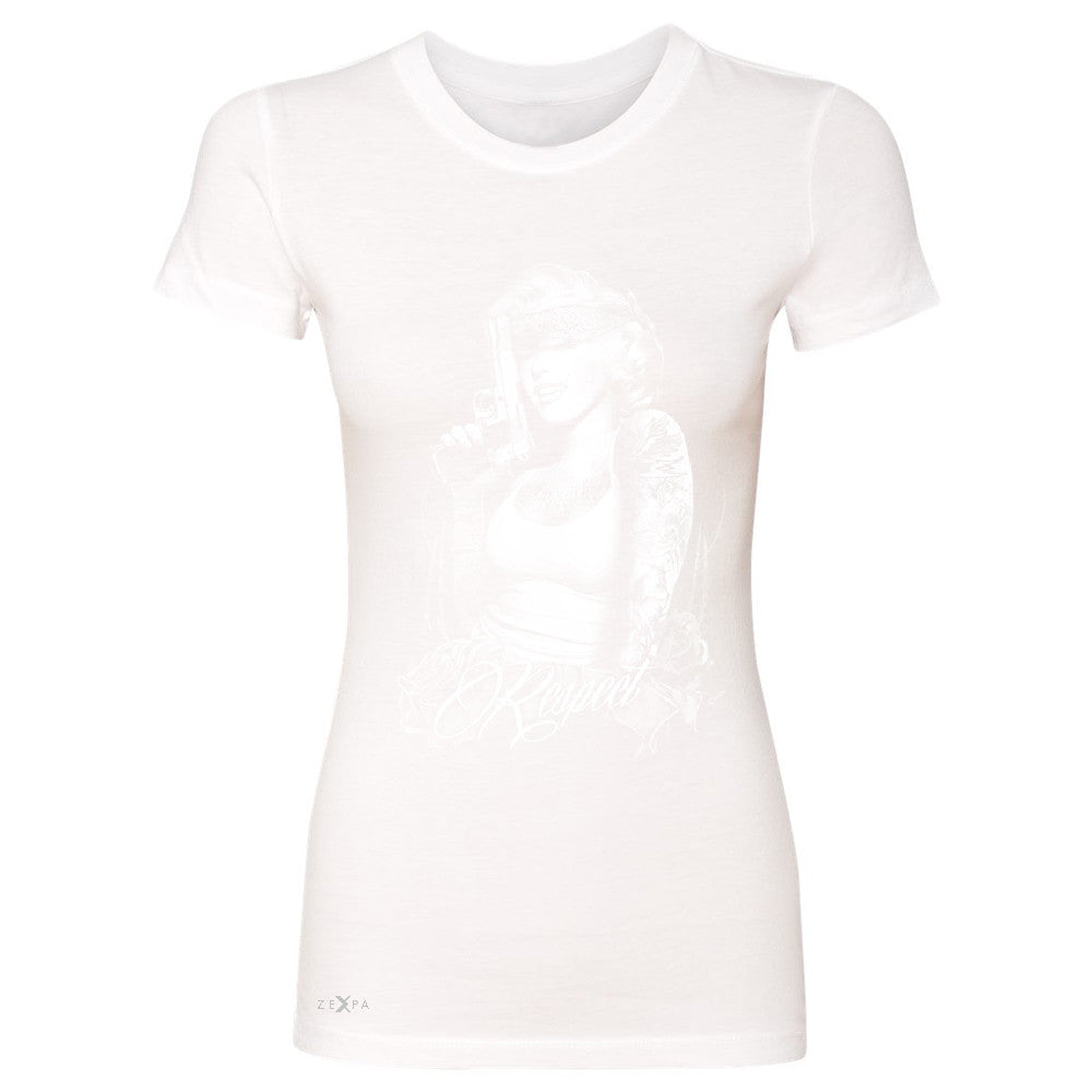 Marilyn Monroe Gangster Respect  Women's T-shirt Tattoo Gun Babe Tee - Zexpa Apparel - 5