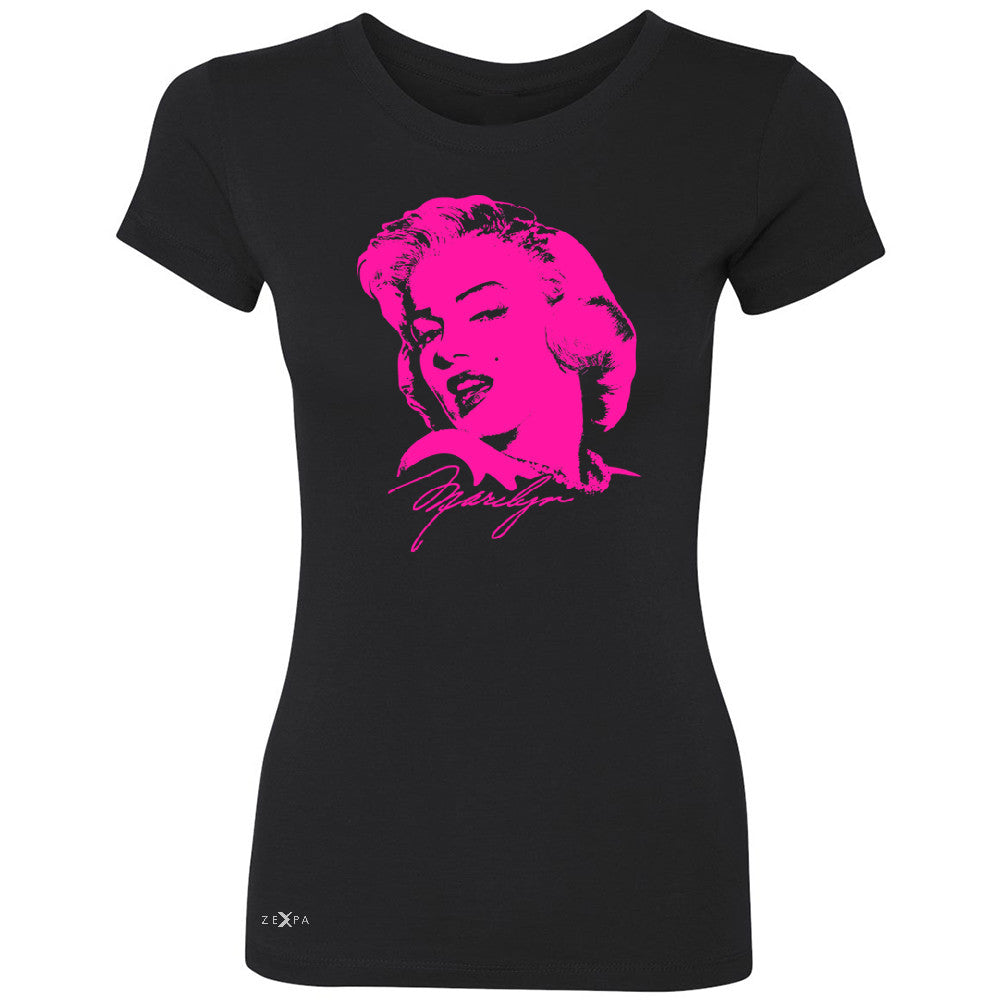Zexpa Apparelâ„¢ Neon Marilyn Monroe Pink Women's T-shirt Marilyn Signature Cool Tee - Zexpa Apparel Halloween Christmas Shirts