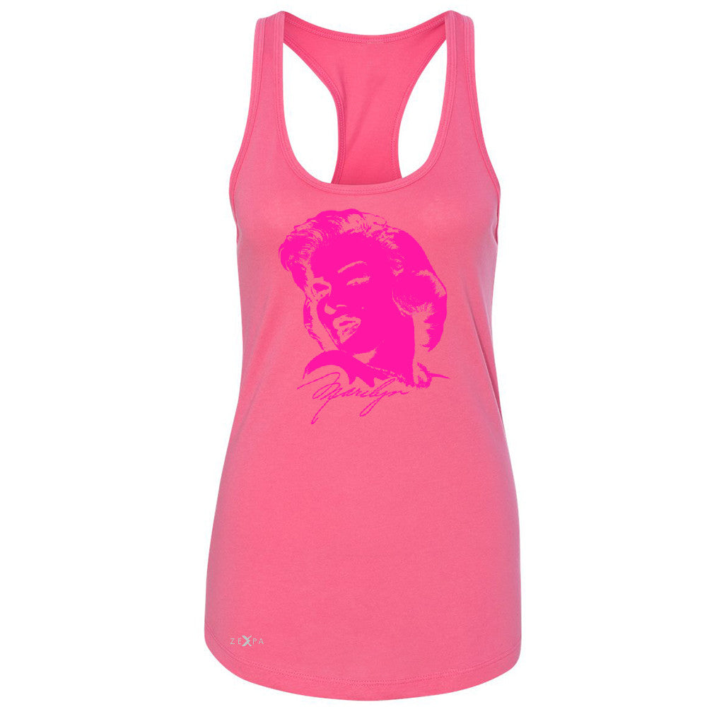 Zexpa Apparelâ„¢ Neon Marilyn Monroe Pink Women's Racerback Marilyn Signature Cool Sleeveless - Zexpa Apparel Halloween Christmas Shirts