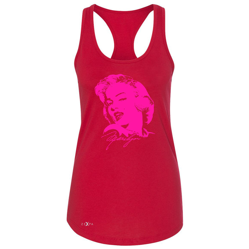 Zexpa Apparelâ„¢ Neon Marilyn Monroe Pink Women's Racerback Marilyn Signature Cool Sleeveless - Zexpa Apparel Halloween Christmas Shirts