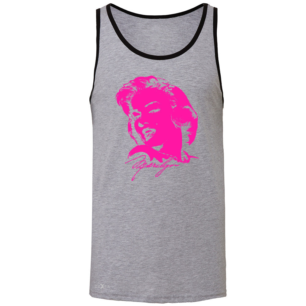 Zexpa Apparelâ„¢ Neon Marilyn Monroe Pink Men's Jersey Tank Marilyn Signature Cool Sleeveless - Zexpa Apparel Halloween Christmas Shirts