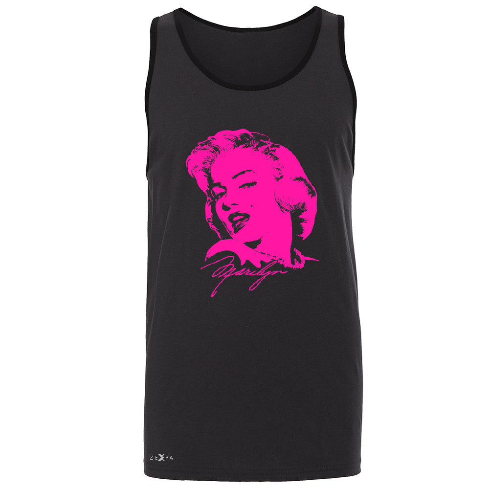 Zexpa Apparelâ„¢ Neon Marilyn Monroe Pink Men's Jersey Tank Marilyn Signature Cool Sleeveless - Zexpa Apparel Halloween Christmas Shirts