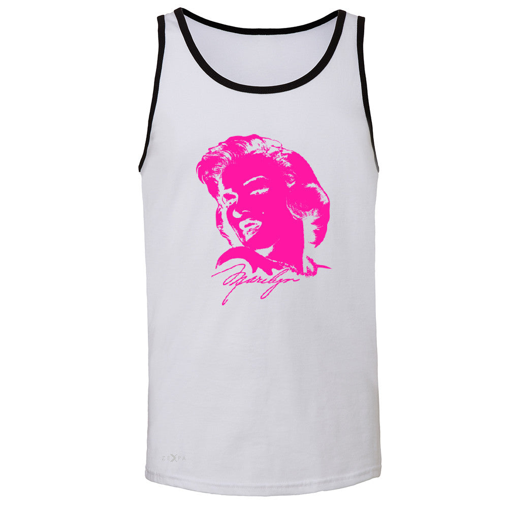 Zexpa Apparelâ„¢ Neon Marilyn Monroe Pink Men's Jersey Tank Marilyn Signature Cool Sleeveless - Zexpa Apparel Halloween Christmas Shirts