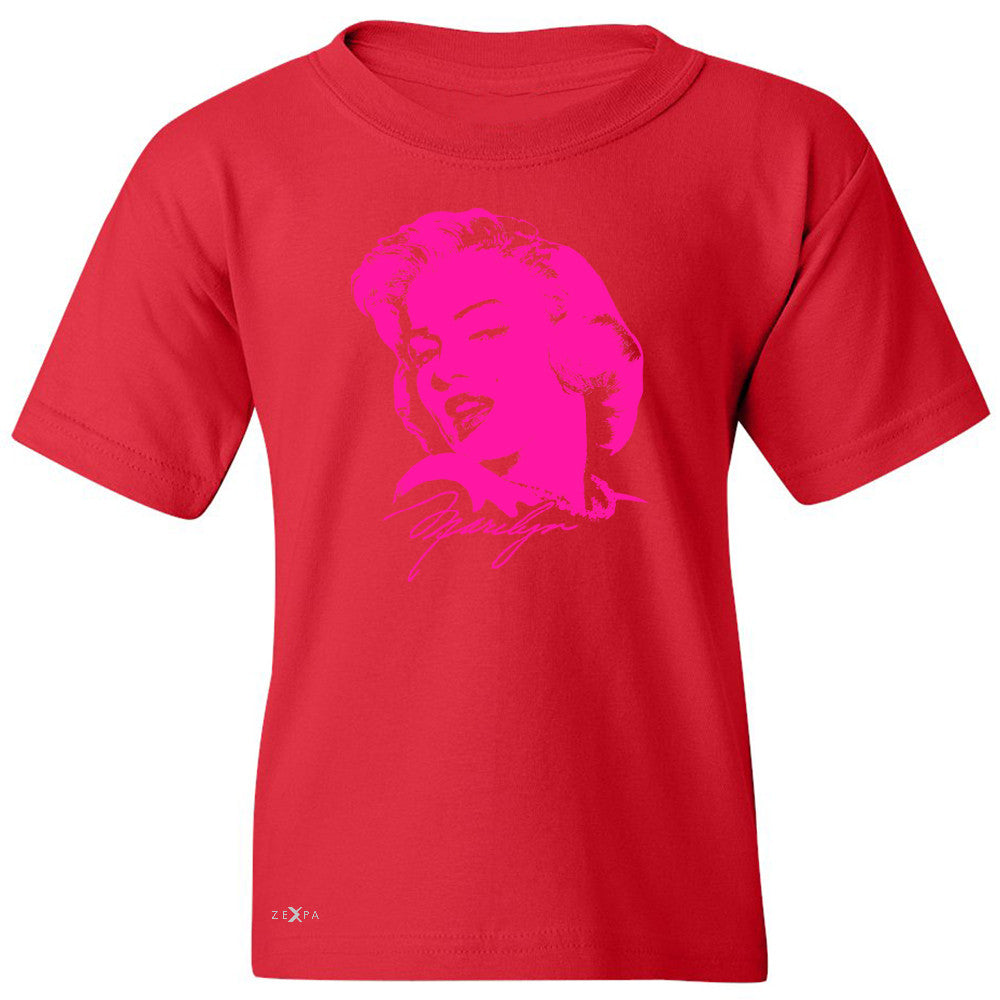 Neon Marilyn Monroe Pink Youth T-shirt Marilyn Signature Cool Tee - Zexpa Apparel - 4